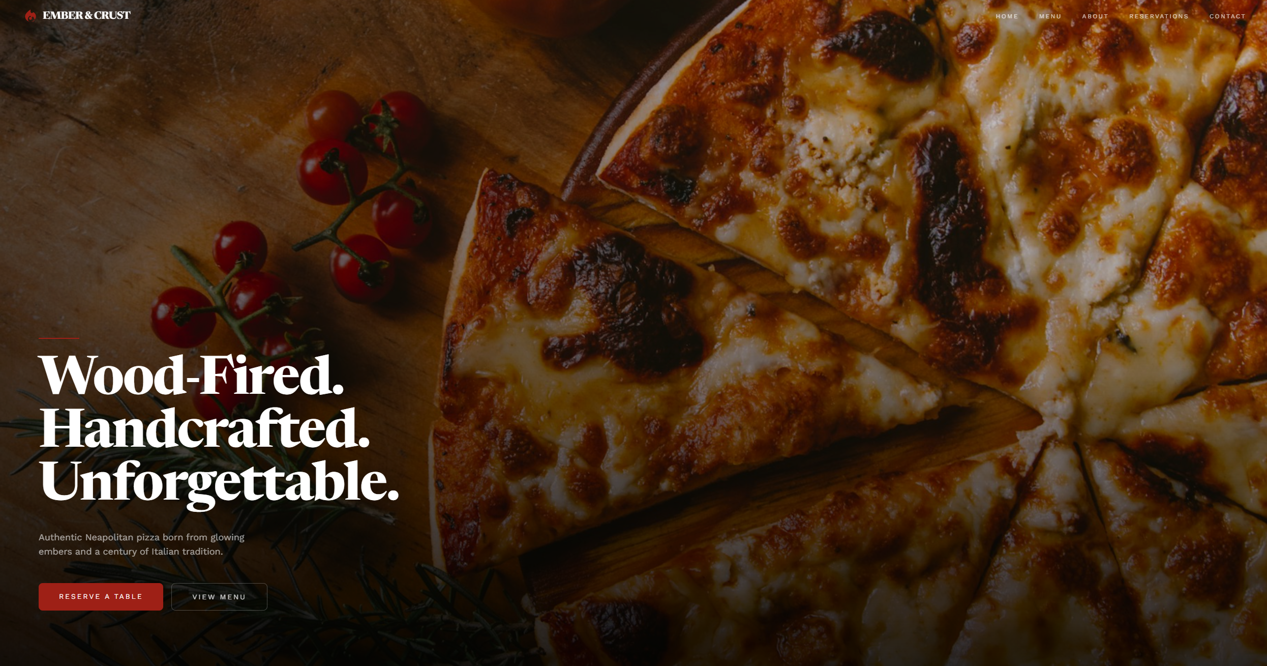 Ember & Crust pizzeria website preview