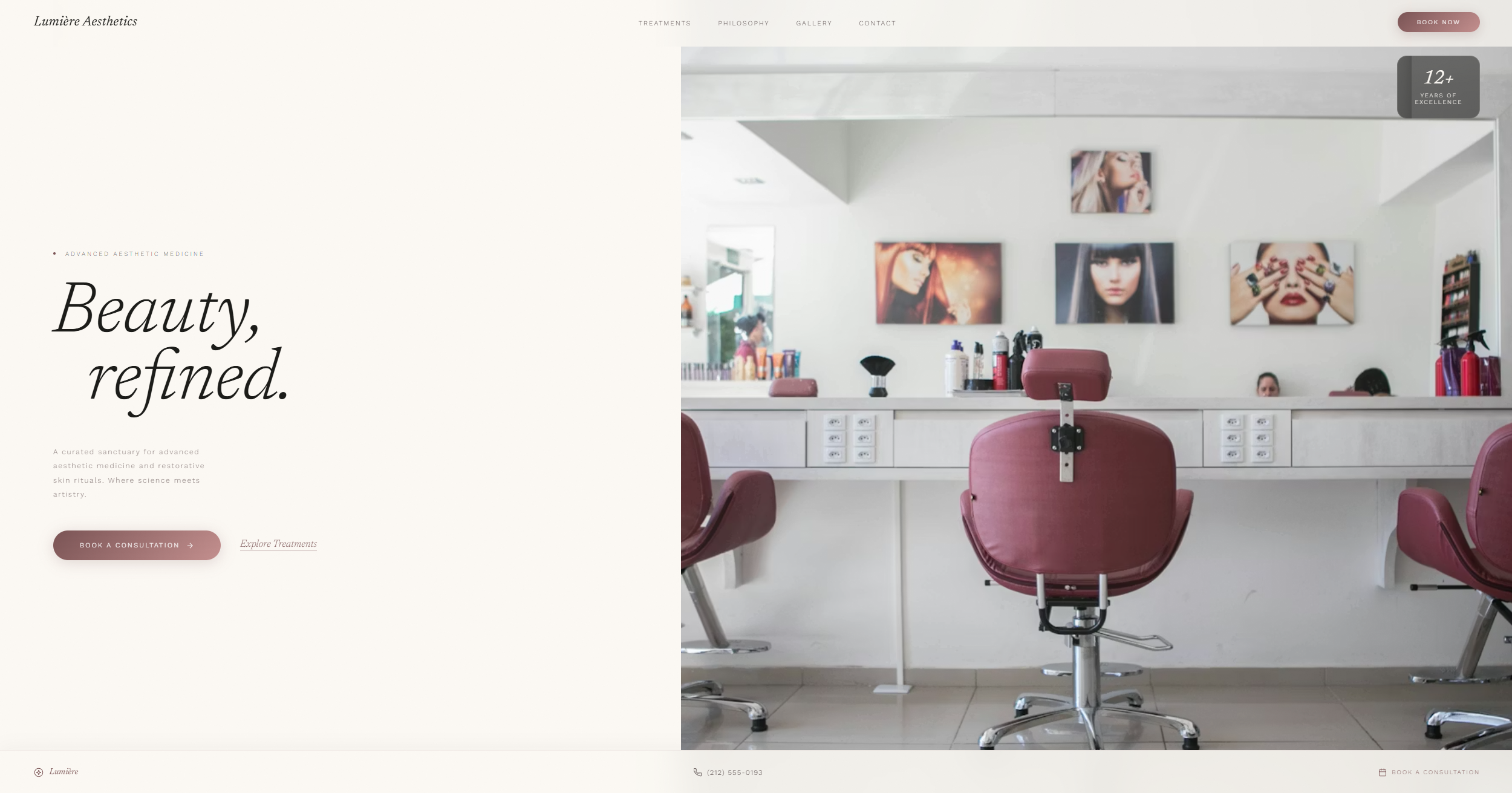 Lumière Aesthetics website preview